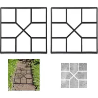 Relaxdays tuinpad mal set van 2 - voor sierbestrating en tuintegels - 4 x 40,5 x 40,5 cm - kunststof - zwart