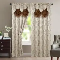 Unyqoos Beige gordijnset met volant voor sfeervolle raamdecoratie, 2 panelen