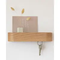 Unyqoos Minimalistisch Sleutelrek met Houten Plank en Versterkte Haken voor Moderne Inrichting