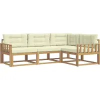 vidaXL Buiten bank set 3 st Wit en crèmekleurig Polyester