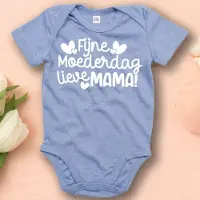 Babybugz Romper Baby “Fijne Moederdag Lieve Mama” – Cadeau Moederdag – Baby Romper Korte Mouw – Blauw – 0-3 Maanden
