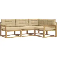 vidaXL Buiten bank set 3 st Wit en Beige Polyester