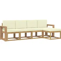 vidaXL Buiten bank set 5 st Wit en crèmekleurig