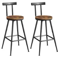 Unyqoos Set van 2 verstelbare barkrukken met rugleuning voor keuken en bar, bruin-zwart, 96*32*32 cm