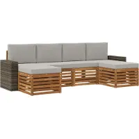 vidaXL Buiten bank set 6 st Naturel en lichtgrijs