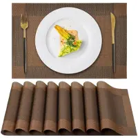 Unyqoos Set van 8 bruine placemats met hittebestendige en antislip eigenschappen