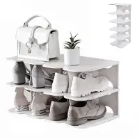 Unyqoos slank, flexibel schoenenrek – schoenenopslag voor hal, kast en slaapkamer, wit, 24 x 26,8 x 63 cm, inclusief montagemateriaal, stapelbaar