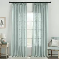 Unyqoos Moderne Halftransparante Linnenlook Gordijnen voor Woonkamer en Slaapkamer, Set van 2, Turquoise, 225 x 140 cm