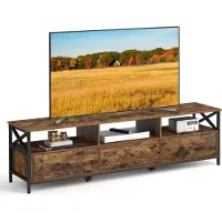 Usorteret TV-meubel met 3 lades vintage bruin-zwart, Vintage Bruin-Zwart / TV's tot 80 inch