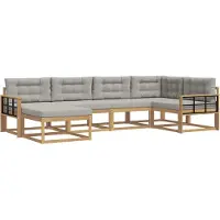 vidaXL Buiten bank set 5 st Wit en Lichtgrijs Polyester