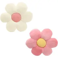 Unyqoos Bloemvormige Pluche Zit- en Vloerkussenset voor Decoratie in Huis en Auto - 2 Stuks, 40 cm, Roze Wit