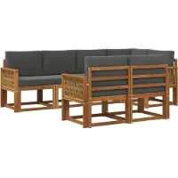 vidaXL Buiten bank set 7 st Natuurlijk en Antraciet Polyester