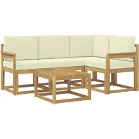 vidaXL Buiten bank set 5 st Wit en crèmekleurig