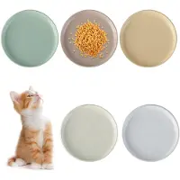 Unyqoos 5-delige set ondiepe voerbakken voor katten, keramiek, diameter 15 cm – in verschillende kleuren (wit, beige, crèmekleurig, koffiekleur, lichtgroen), BPA-vrij, geschikt voor droog- en natvoer