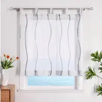 Unyqoos Transparant vouwgordijn met moderne golfprint voor keuken of woonkamer