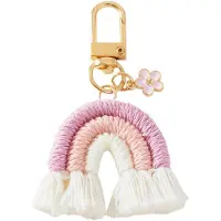 Unyqoos Handgemaakte Boho Regenboog Sleutelhanger met Kwasten voor Stijlvolle Decoratie