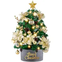 Unyqoos Betoverende mini-kerstboom van 60 cm met decoraties voor feestelijke sfeer