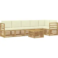 vidaXL Buiten bank set 7 st Wit en crèmekleurig Polyester