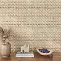 Unyqoos Beige zelfklevende decoratieve folie met rattanpatroon voor meubels en muren