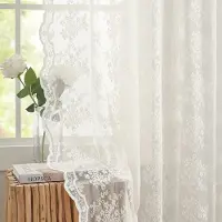 Unyqoos Elegante Doorzichtige Kanten Gordijnen met Bloemenpatroon voor Slaapkamer en Keuken