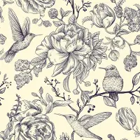 Unyqoos Waterdicht bloemenbehang met citroen en vogels voor vintage interieur