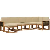 vidaXL Buiten bank set 7 st Natuurlijk en Beige Polyester