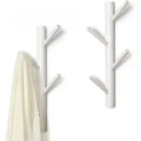 Unyqoos Stijlvolle Houten Wandkapstok Met 8 Haken Voor Diverse Ruimtes - Set Van 2 Stuks, Wit