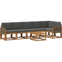 vidaXL Buiten bank set 7 st Natuurlijk en Antraciet Polyester
