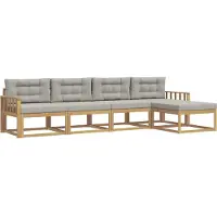 vidaXL Buiten bank set 4 st Wit en Lichtgrijs Polyester
