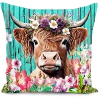 Unyqoos Decoratieve kussensloop voor buiten van 40x40 cm met hoogland koeienprint