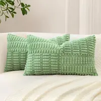 Unyqoos Set van 2 decoratieve corduroy kussenslopen met gestreept patroon voor woondecoratie
