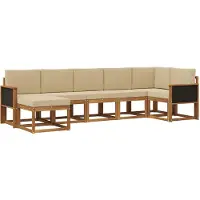vidaXL Buiten bank set 7 st Natuurlijk en Beige Polyester