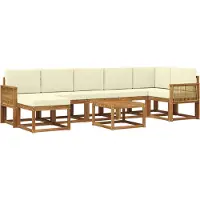 vidaXL Buiten bank set 8 st Natuurlijk en Crème Polyester