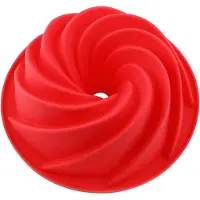 Unyqoos Siliconen Bundt Cakevorm, Bundtvorm en Muffinvorm voor muffins, cupcakes, pudding en ijsblokjes, Bakvorm 25 cm, Rood.