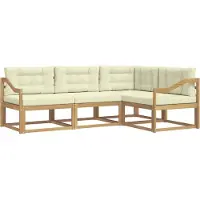 vidaXL Buiten bank set 3 st Wit en crèmekleurig Polyester