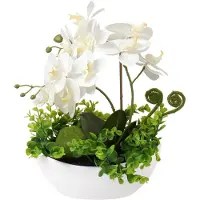 Unyqoos Kunstorchidee (Phalaenopsis) – realistische, witte decoratieve orchidee in een keramische pot, 35 cm, gemakkelijk te onderhouden, geschikt voor woonkamer en kantoor