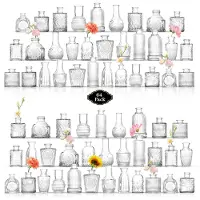 Unyqoos Set van kleine glazen vazen voor stijlvolle tafeldecoratie en bloemenarrangementen, 64 stuks, 8cm-12.9cm