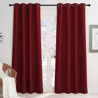 Unyqoos Rode thermische verduisteringsgordijnen voor woonkamers met geluidsreductie en koudebescherming 220 x 140 cm