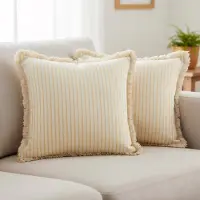 Unyqoos Set van 2 vierkante boho gestreepte kussenhoezen voor stijlvolle woondecoratie