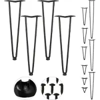 Relaxdays hairpin poten - 4 stuks - 2 stutten - metaal - 45 cm hoog - zwart