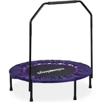 Relaxdays Opvouwbaar trampoline met beugel - Zwart-Paars - fitness - indoor