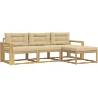 vidaXL Buiten bank set 4 st Wit en Beige Polyester