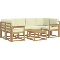 vidaXL Buiten bank set 7 st Wit en crèmekleurig