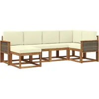 vidaXL Buiten bank set 6 st Natuurlijk en Crème Polyester