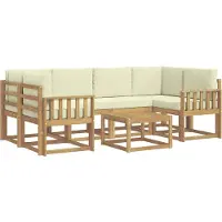 vidaXL Buiten bank set 7 st Wit en crèmekleurig