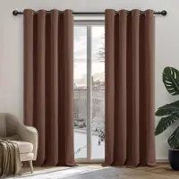 Unyqoos Stijlvolle Thermische Verduisteringsgordijnen met Oogjes voor Huis en Slaapkamer, 138x132 cm, Chocolade, Set van 2