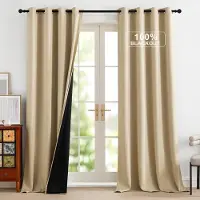 Unyqoos Moderne extra lange verduisteringsgordijnen met thermische isolatie, set van 2, H 260 x B 140 cm, Biscotti beige