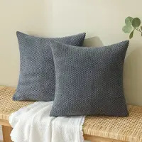 Unyqoos Stijlvolle Corduroy Kussenslopen voor Moderne Interieurs, Set van 2, Donkergrijs, 40 x 40 cm