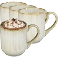 Mica Decorations Koffiemok / theemok Nusa - 6x - creme kleur - 220 ml - mokken - keramiek