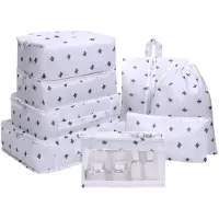 Unyqoos 8-delige set reiskoffers met opbergzakken, waterafstotend nylon – 3 opbergzakken voor kleding, een opbergzak voor ondergoed, een schoenenzak, een toilettas, een waszak en een accessoirezak